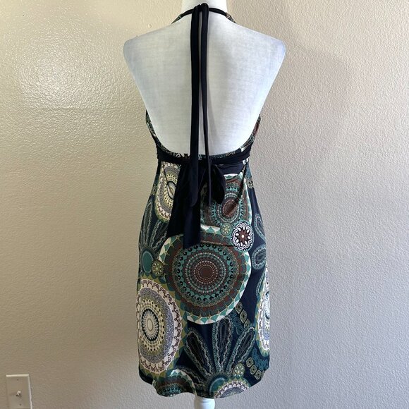 Blue Sketch Vintage 90s Halter Paisley Green Whimsygoth Dress - Picture 5 of 7
